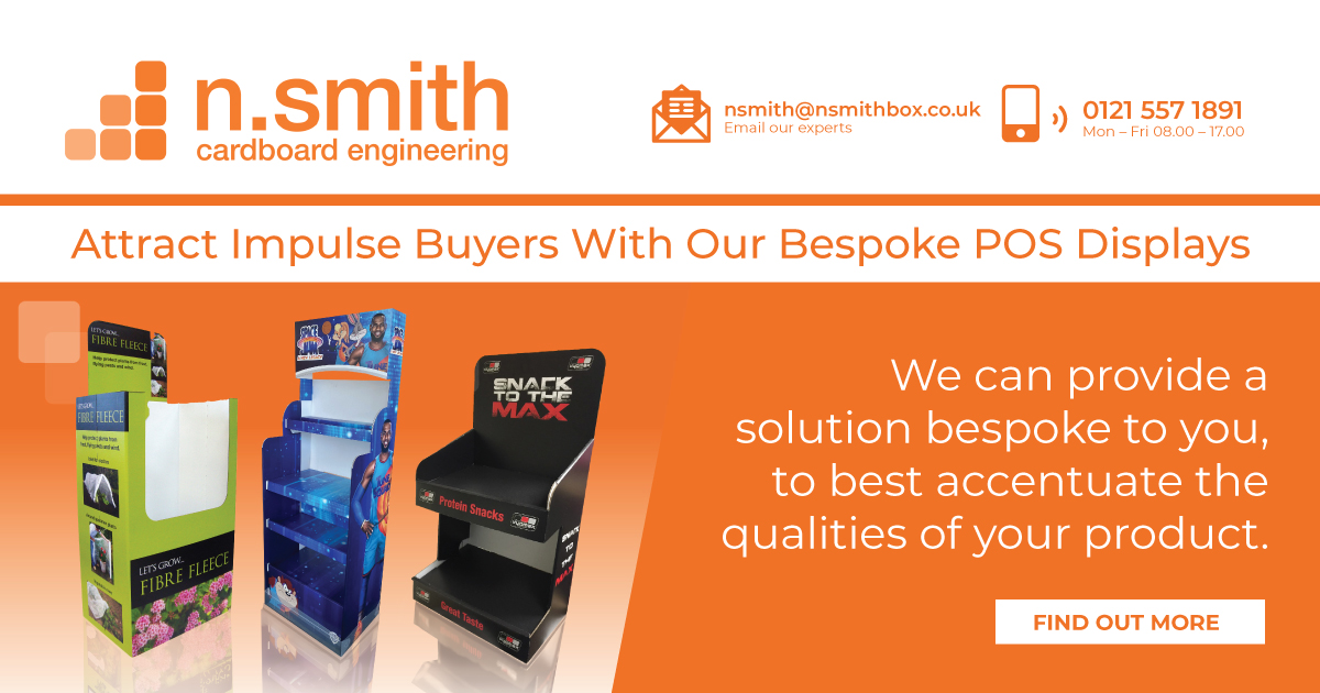 image of three display units, one featuring fibre fleece growing tools, second one of a space jam themed display unit, and third of a protein snack display unit. image is titled "Attract Impulse Buyers With Our Bespoke POS Displays"