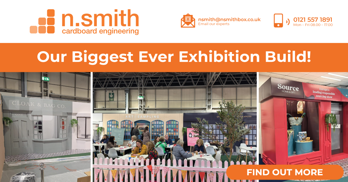 n smith | Spring fair exhibition | cardboard show graphics | cardboard shops | cardboard shop fronts